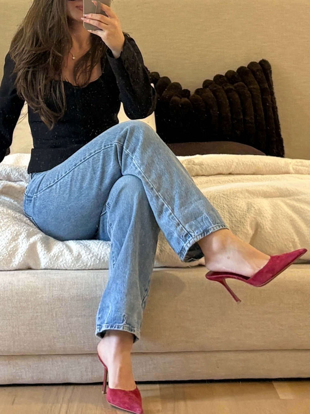Jeffrey Campbell Pink Suede Pointed-Toe Mules
